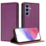 Custodia per telefono in ecopelle vegana antigraffio con design a cuciture., For Galaxy S24 5G, For Galaxy S23 FE 5G, For Galaxy S23 Ultra 5G