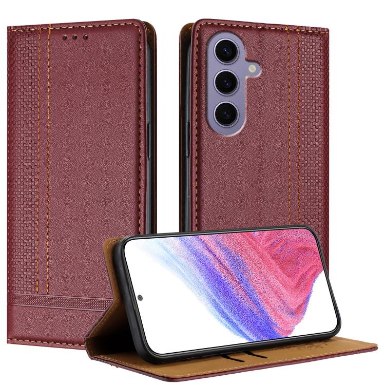 Custodia per telefono in ecopelle vegana antigraffio con design a cuciture., For Galaxy S24 5G, For Galaxy S23 FE 5G, For Galaxy S23 Ultra 5G