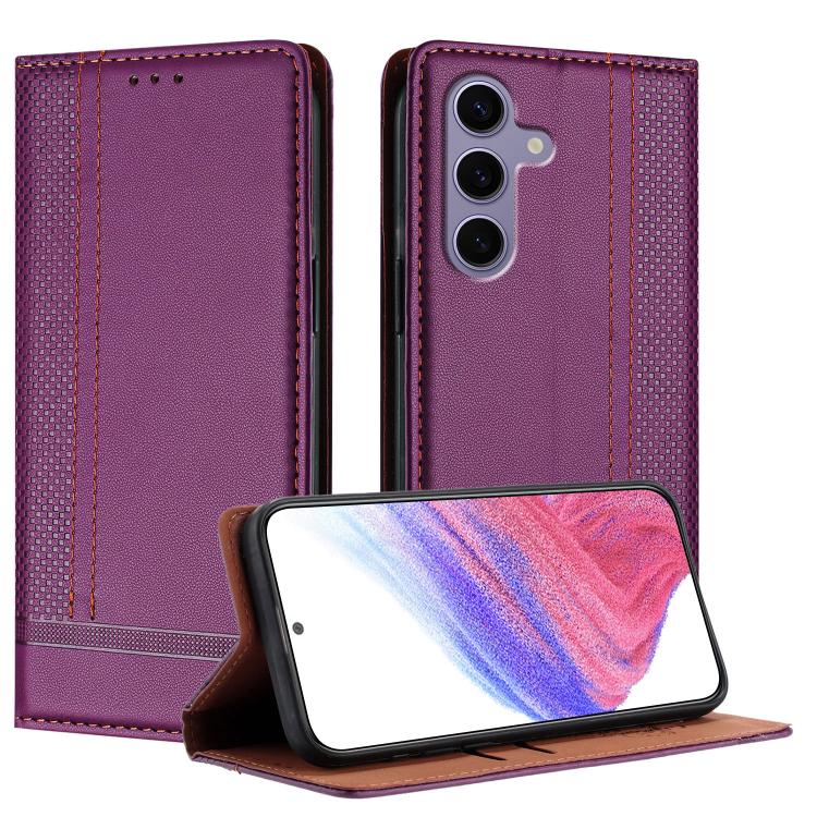 Custodia per telefono in ecopelle vegana antigraffio con design a cuciture., For Galaxy S24 FE 5G, For Galaxy S24 Ultra 5G, For Galaxy S24+ 5G
