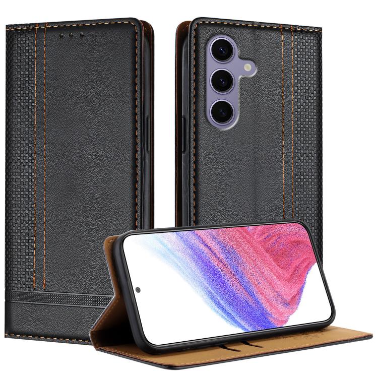 Custodia per telefono in ecopelle vegana antigraffio con design a cuciture., For Galaxy S24 FE 5G, For Galaxy S24 Ultra 5G, For Galaxy S24+ 5G