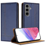 Custodia per telefono in ecopelle vegana antigraffio con design a cuciture., For Galaxy S24 FE 5G, For Galaxy S24 Ultra 5G, For Galaxy S24+ 5G