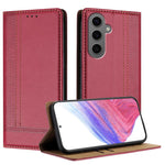 Custodia per telefono in ecopelle vegana antigraffio con design a cuciture., For Galaxy S24 FE 5G, For Galaxy S24 Ultra 5G, For Galaxy S24+ 5G