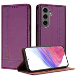 Custodia per telefono in ecopelle vegana antigraffio con design a cuciture., For Galaxy S24 FE 5G, For Galaxy S24 Ultra 5G, For Galaxy S24+ 5G