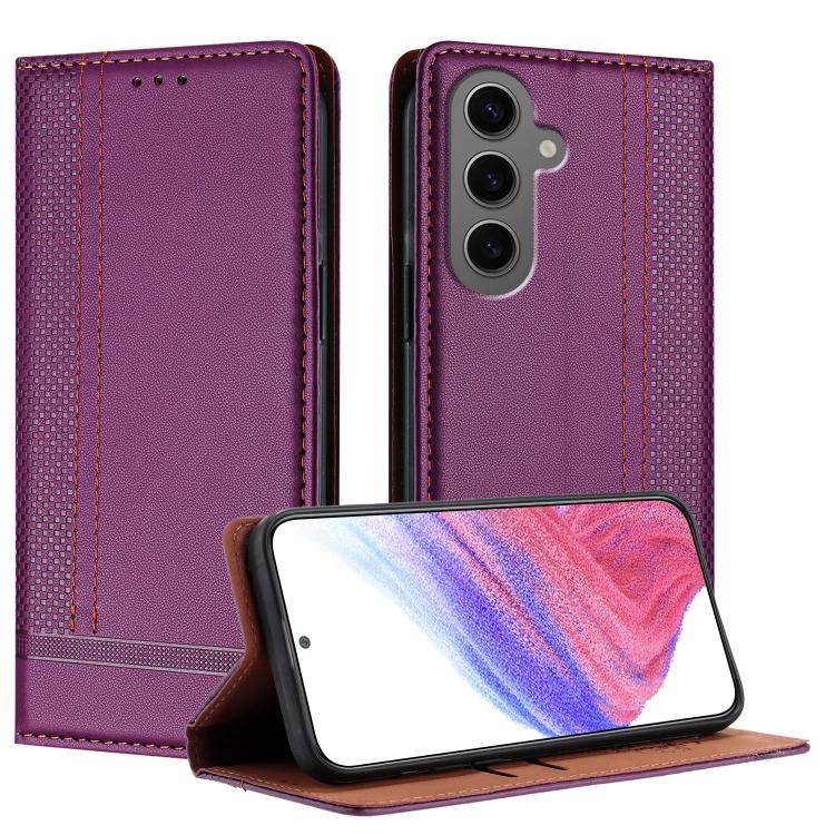 Custodia per telefono in ecopelle vegana antigraffio con design a cuciture., For Galaxy S24 FE 5G, For Galaxy S24 Ultra 5G, For Galaxy S24+ 5G