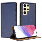 Custodia per telefono in ecopelle vegana antigraffio con design a cuciture., For Galaxy S24 FE 5G, For Galaxy S24 Ultra 5G, For Galaxy S24+ 5G