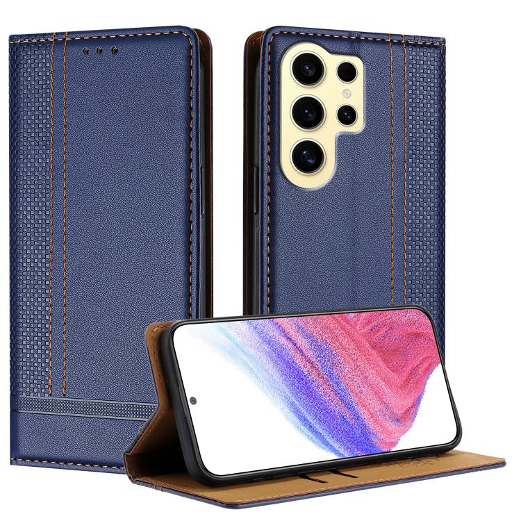 Custodia per telefono in ecopelle vegana antigraffio con design a cuciture., For Galaxy S24 FE 5G, For Galaxy S24 Ultra 5G, For Galaxy S24+ 5G