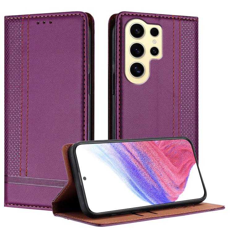 Custodia per telefono in ecopelle vegana antigraffio con design a cuciture., For Galaxy S24 FE 5G, For Galaxy S24 Ultra 5G, For Galaxy S24+ 5G