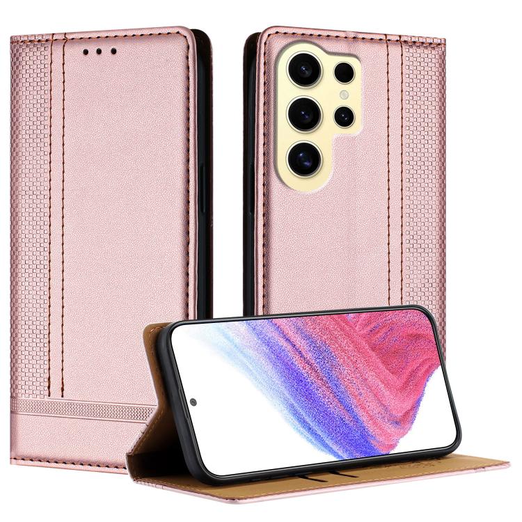 Custodia per telefono in ecopelle vegana antigraffio con design a cuciture., For Galaxy S24 FE 5G, For Galaxy S24 Ultra 5G, For Galaxy S24+ 5G