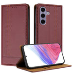 Custodia per telefono in ecopelle vegana antigraffio con design a cuciture., For Galaxy S25 5G, For Galaxy S25+ 5G, For Galaxy S25 Ultra 5G