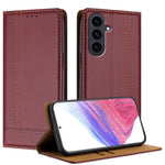 Custodia per telefono in ecopelle vegana antigraffio con design a cuciture., For Galaxy S26 5G, For Galaxy S25 FE 5G, For Galaxy S25 Edge 5G