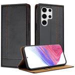 Custodia per telefono in ecopelle vegana antigraffio con design a cuciture., For Galaxy S25 5G, For Galaxy S25+ 5G, For Galaxy S25 Ultra 5G