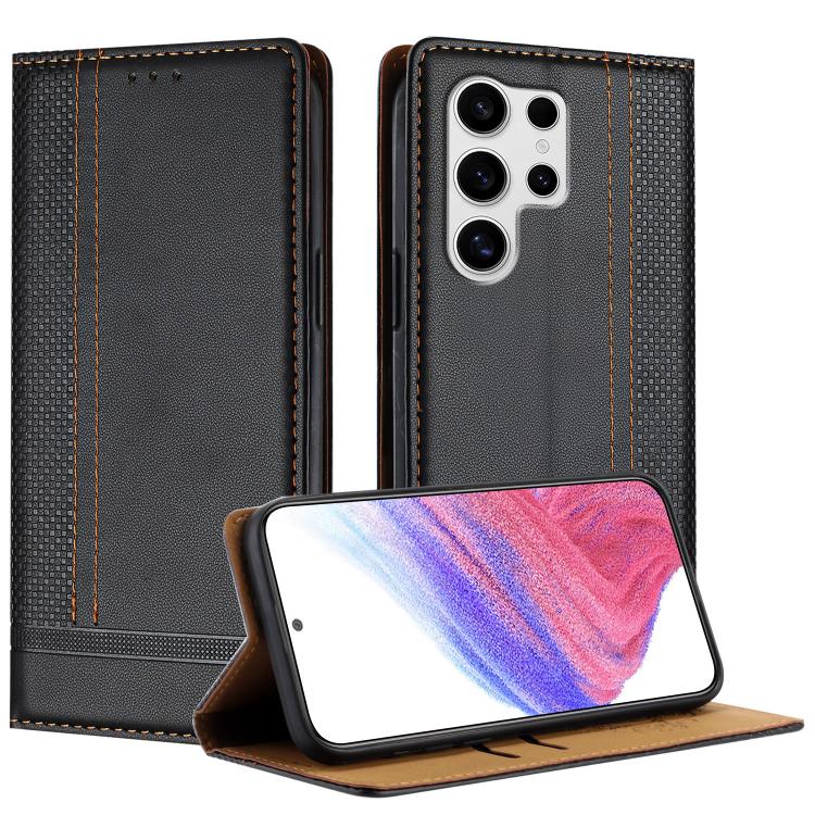 Custodia per telefono in ecopelle vegana antigraffio con design a cuciture., For Galaxy S25 5G, For Galaxy S25+ 5G, For Galaxy S25 Ultra 5G