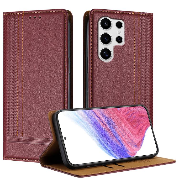 Custodia per telefono in ecopelle vegana antigraffio con design a cuciture., For Galaxy S25 5G, For Galaxy S25+ 5G, For Galaxy S25 Ultra 5G