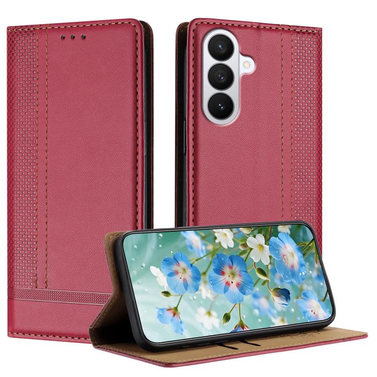 Custodia per telefono in ecopelle vegana antigraffio con design a cuciture., For Galaxy S26 5G, For Galaxy S25 FE 5G, For Galaxy S25 Edge 5G
