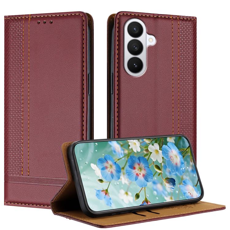 Custodia per telefono in ecopelle vegana antigraffio con design a cuciture., For Galaxy S26 5G, For Galaxy S25 FE 5G, For Galaxy S25 Edge 5G