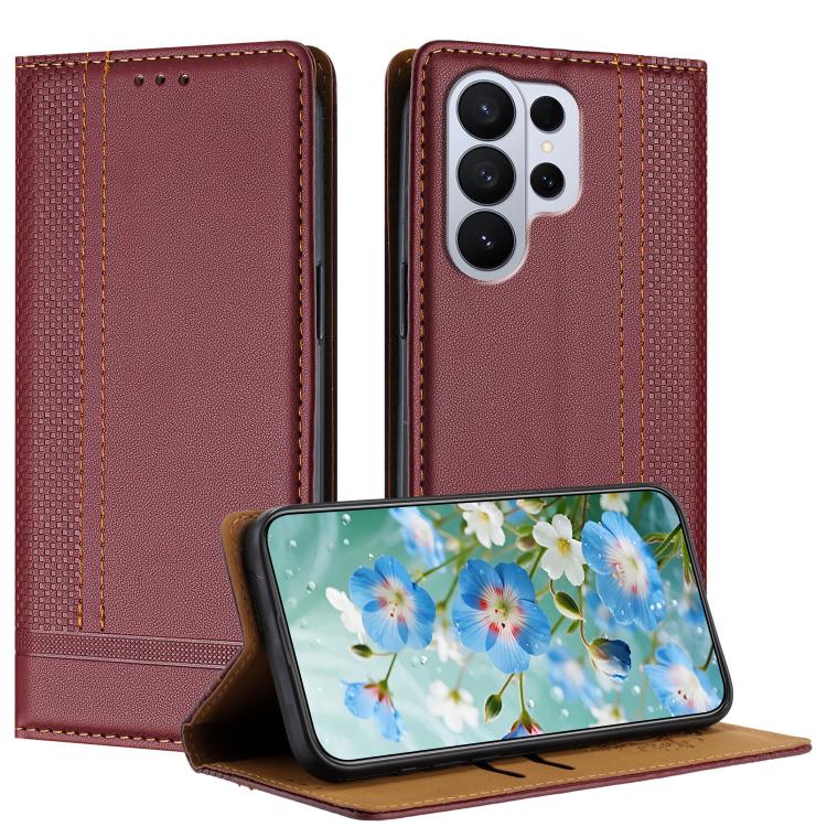 Custodia per telefono in ecopelle vegana antigraffio con design a cuciture., For Galaxy S26 FE 5G, For Galaxy S26 Edge 5G, For Galaxy S26 Ultra 5G