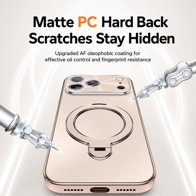 Custodia per telefono con supporto magnetico Fulcrur galvanizzato opaco, For iPhone 16 Pro, For iPhone 16, For iPhone 15 Pro Max, For iPhone 15 Pro