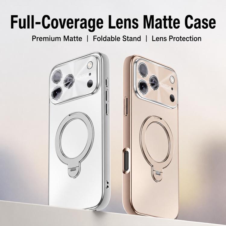 Custodia per telefono con supporto magnetico Fulcrur galvanizzato opaco, For iPhone 16 Pro, For iPhone 16, For iPhone 15 Pro Max, For iPhone 15 Pro