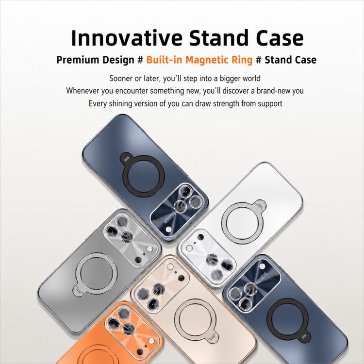 Custodia per telefono con supporto magnetico Fulcrur galvanizzato opaco, For iPhone 17 Pro Max, For iPhone 17 Pro, For iPhone 17, For iPhone 16 Pro Max