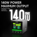 Stazione di ricarica LUOWEI LW-U1 Raptor da 140 W con 8 porte USB e Type-C e ricarica wireless., US Plug, EU Plug