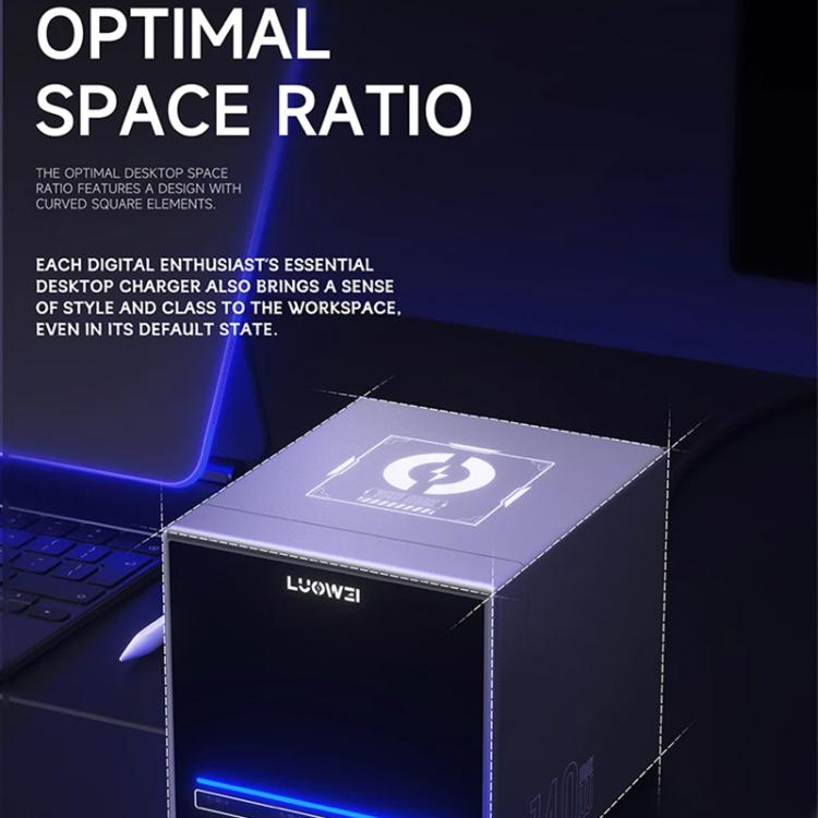 Stazione di ricarica LUOWEI LW-U1 Raptor da 140 W con 8 porte USB e Type-C e ricarica wireless., US Plug, EU Plug