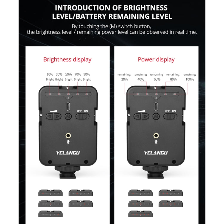 YELANGU LED02 Trasmissione in diretta Micro Film Reporter Intervista Registrazione Luce del microfono