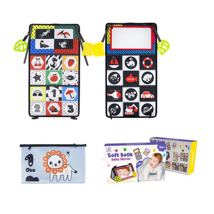 Libro giocattolo pieghevole in tessuto per l'educazione della prima infanzia con specchio deformante., Number, Number+4-page Cloth Book, Number+4-page Dinosaur Book&Teether, Number+4-page Animals Book&Teether, Letter, Letter+4-page Cloth Book          ...