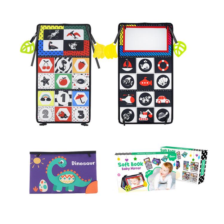 Libro giocattolo pieghevole in tessuto per l'educazione della prima infanzia con specchio deformante., Number, Number+4-page Cloth Book, Number+4-page Dinosaur Book&Teether, Number+4-page Animals Book&Teether, Letter, Letter+4-page Cloth Book          ...