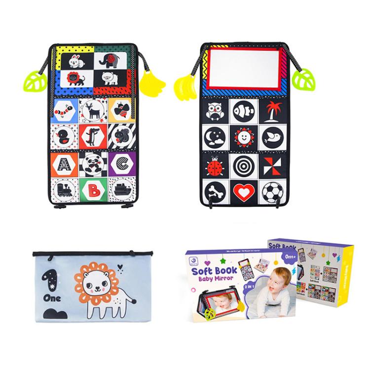 Libro giocattolo pieghevole in tessuto per l'educazione della prima infanzia con specchio deformante., Number, Number+4-page Cloth Book, Number+4-page Dinosaur Book&Teether, Number+4-page Animals Book&Teether, Letter, Letter+4-page Cloth Book          ...