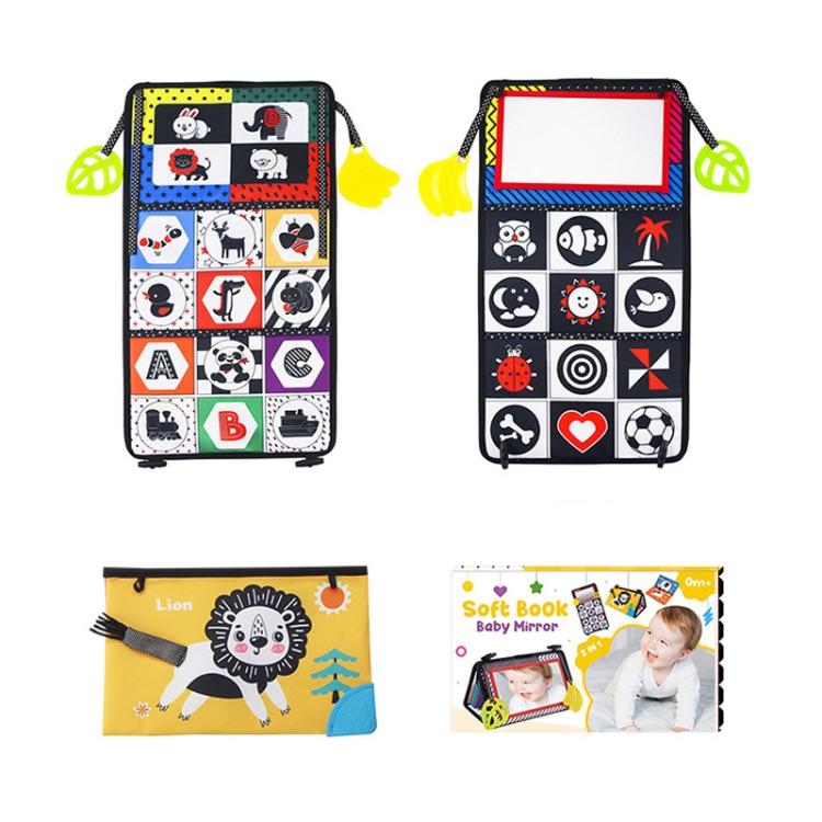 Libro giocattolo pieghevole in tessuto per l'educazione della prima infanzia con specchio deformante., Number, Number+4-page Cloth Book, Number+4-page Dinosaur Book&Teether, Number+4-page Animals Book&Teether, Letter, Letter+4-page Cloth Book          ...