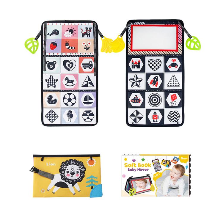 Libro giocattolo pieghevole in tessuto per l'educazione della prima infanzia con specchio deformante., Number, Number+4-page Cloth Book, Number+4-page Dinosaur Book&Teether, Number+4-page Animals Book&Teether, Letter, Letter+4-page Cloth Book          ...