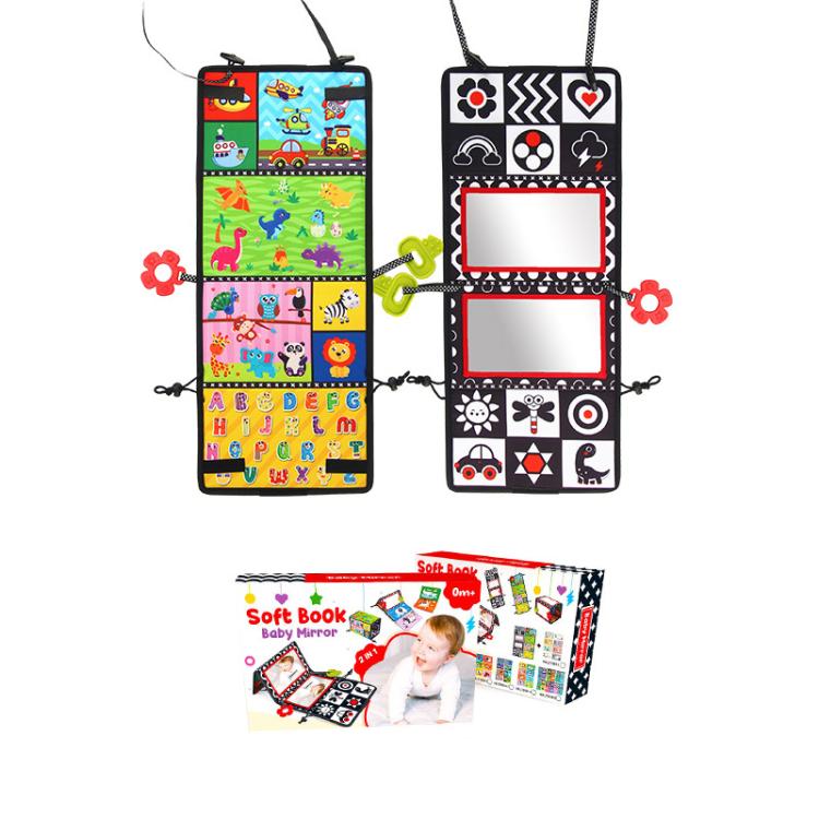 Libro giocattolo pieghevole in tessuto per l'educazione della prima infanzia con specchio deformante., Number, Number+4-page Cloth Book, Number+4-page Dinosaur Book&Teether, Number+4-page Animals Book&Teether, Letter, Letter+4-page Cloth Book          ...