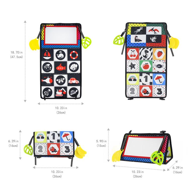 Libro giocattolo pieghevole in tessuto per l'educazione della prima infanzia con specchio deformante., Number, Number+4-page Cloth Book, Number+4-page Dinosaur Book&Teether, Number+4-page Animals Book&Teether, Letter, Letter+4-page Cloth Book          ...