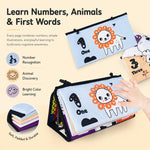 Libro giocattolo pieghevole in tessuto per l'educazione della prima infanzia con specchio deformante., Number, Number+4-page Cloth Book, Number+4-page Dinosaur Book&Teether, Number+4-page Animals Book&Teether, Letter, Letter+4-page Cloth Book          ...
