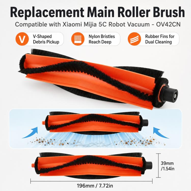 Accessori di ricambio per l'aspirapolvere robot Xiaomi Mijia 5C OV42CN, Main Brush, Side Brush, Dual Filter, Fine Mop Pad, Thick Stripe Mop Pad, Dust Bag, Activated Carbon Dust Bag