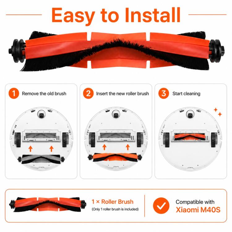 Accessori di ricambio per l'aspirapolvere robot Xiaomi Mijia M40 S, Main Brush, Side Brush, Dual Filter, Mop Pad, Blue Striped Mop Pad, White Striped Mop Pad, Mop Pad Holder, Dust Bag, Activated Carbon Dust Bag