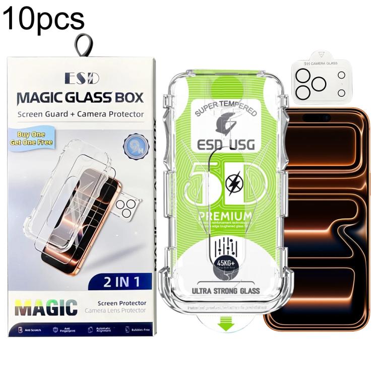 10 pezzi Pellicola in vetro temperato HD curva 5D facile da installare, antipolvere, da bordo a bordo, con pellicola per obiettivo, For iPhone 17e / 16e, For iPhone 17 Pro Max, For iPhone 17 Pro, For iPhone 17, For iPhone Air, For iPhone 16 Pro Max    ...