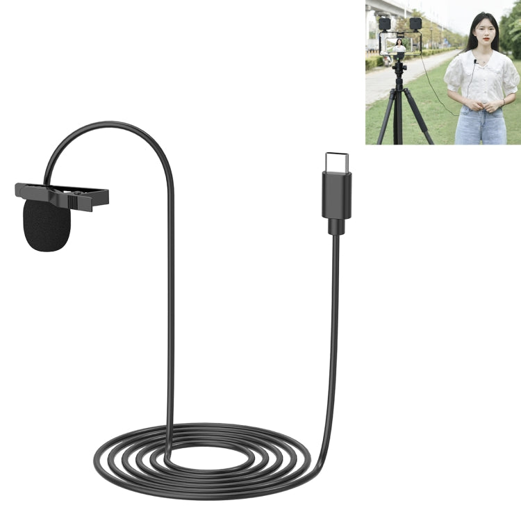 YELANGU MY2-C Type-C Interface Live Broadcast Interview Lavalier Microphone for Cell Phone, Length: 1.5m, MY2-C