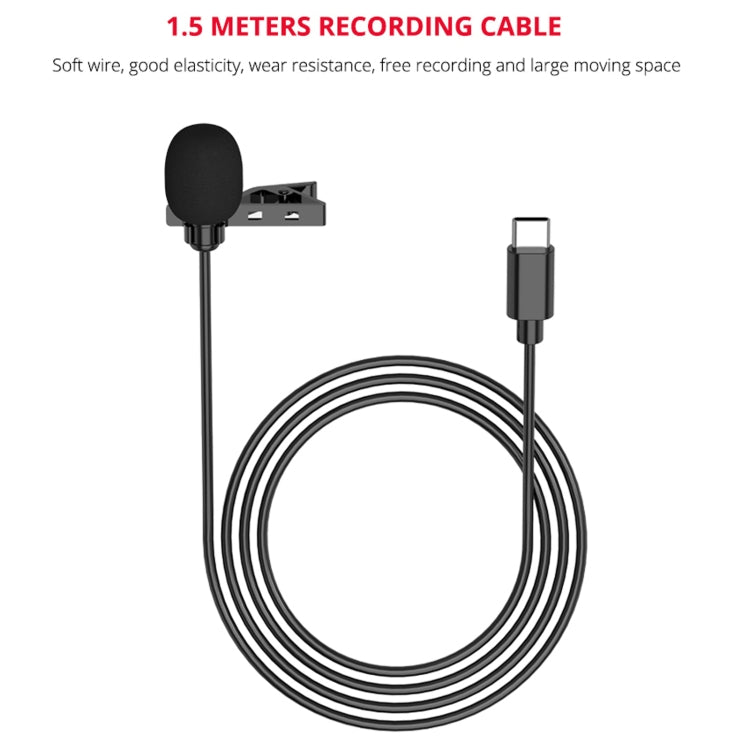 YELANGU MY2-C Type-C Interface Live Broadcast Interview Lavalier Microphone for Cell Phone, Length: 1.5m, MY2-C