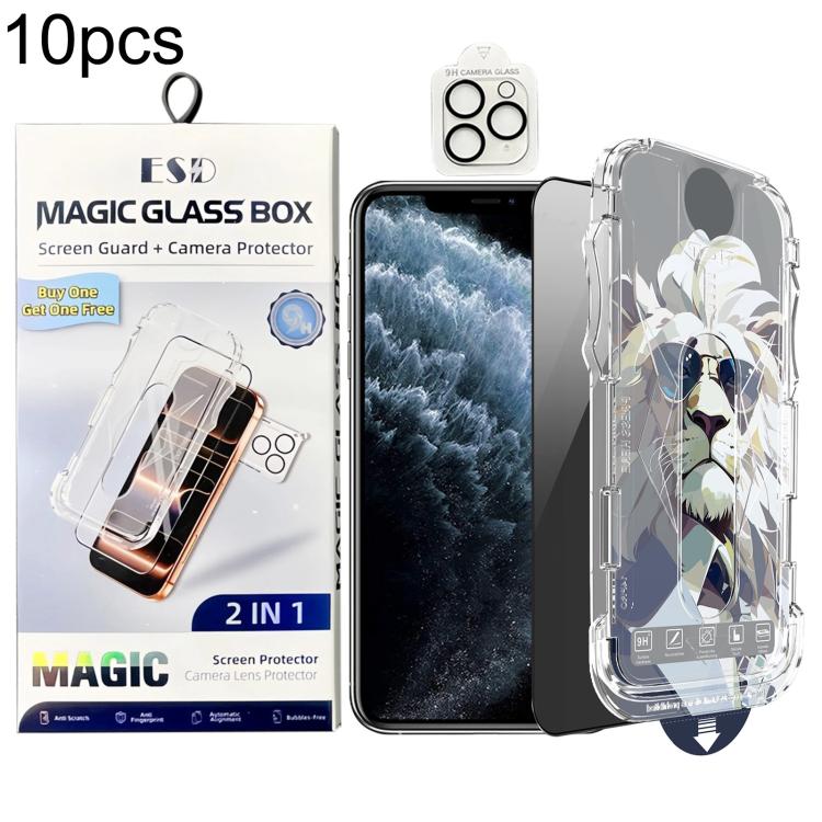 10 pezzi Pellicola protettiva in vetro temperato antipolvere per la privacy, facile da installare, con lente inclusa, For iPhone 11 Pro, For iPhone XS / X, For iPhone XR, For iPhone XS Max