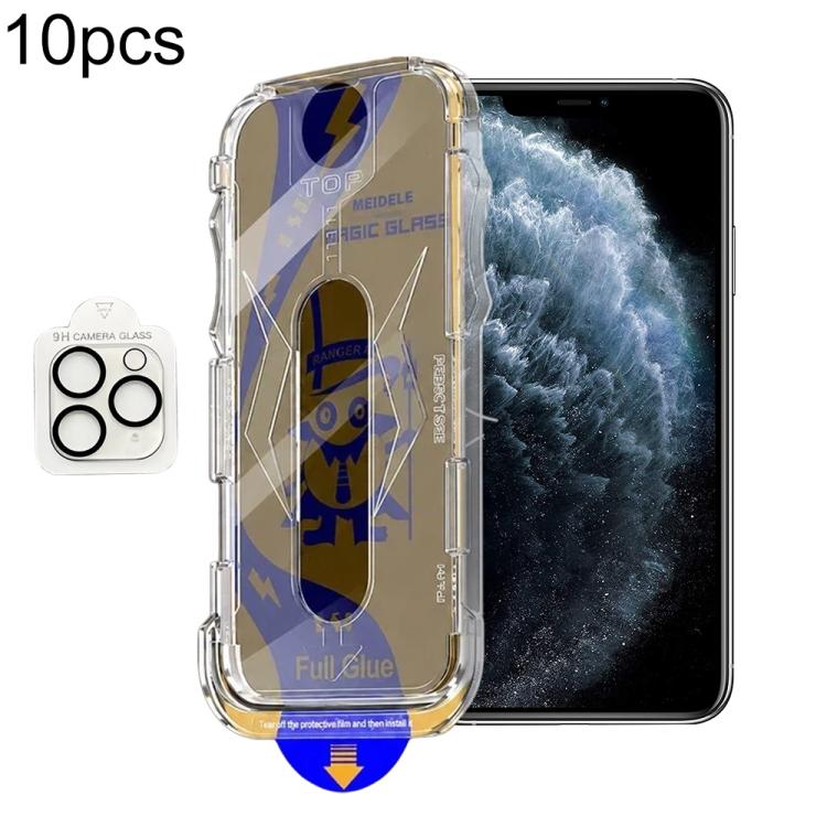 10 pezzi MEIDELE Pellicola protettiva in vetro temperato antipolvere per la privacy, facile da installare, con lente inclusa, For iPhone 11 Pro, For iPhone X / XS, For iPhone XR, For iPhone XS Max