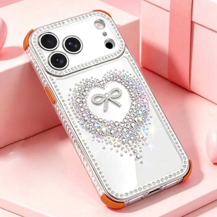 Custodia per telefono ibrida in PC e TPU con airbag antiurto e cuore di diamante., For iPhone 17 Pro Max, For iPhone 17 Pro, For iPhone 17, For iPhone Air, For iPhone 16 Pro Max, For iPhone 16 Pro