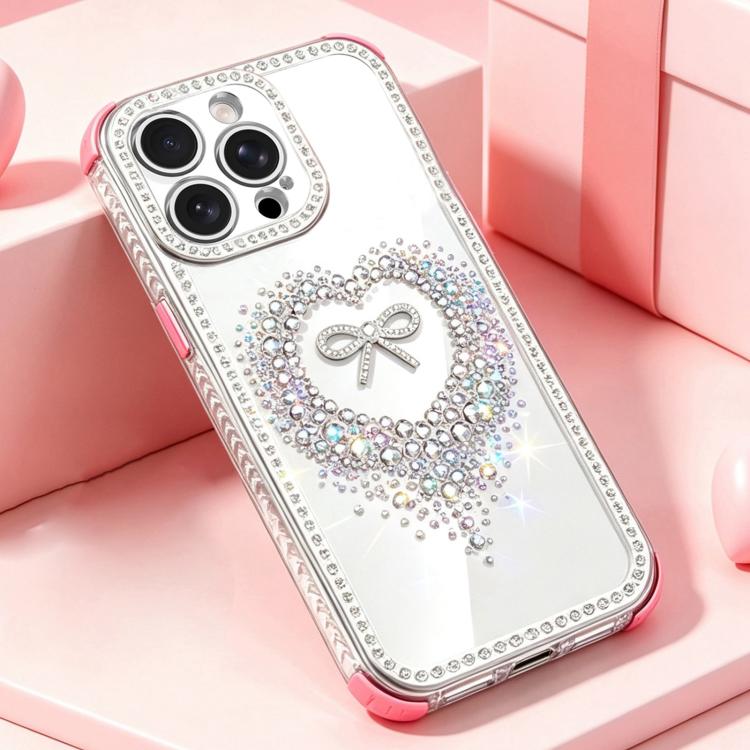 Custodia per telefono ibrida in PC e TPU con airbag antiurto e cuore di diamante., For iPhone 17 Pro Max, For iPhone 17 Pro, For iPhone 17, For iPhone Air, For iPhone 16 Pro Max, For iPhone 16 Pro
