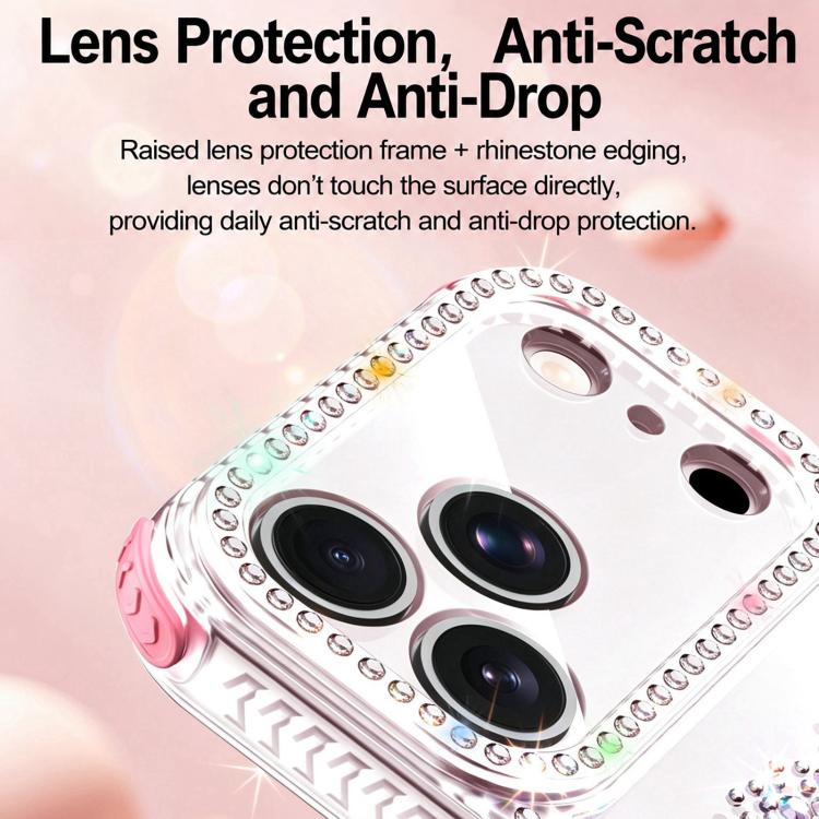 Custodia per telefono ibrida in PC e TPU con airbag antiurto e cuore di diamante., For iPhone 16 Plus, For iPhone 16