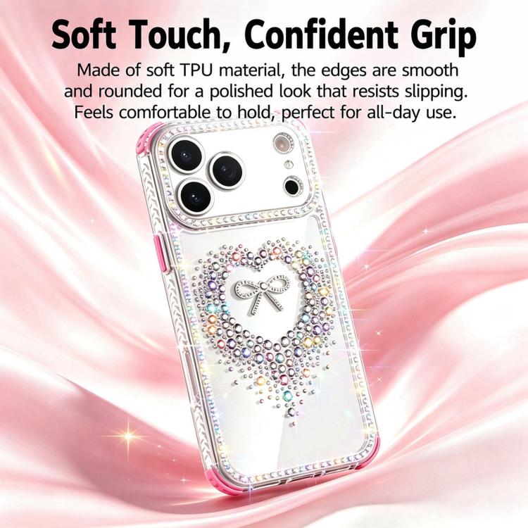 Custodia per telefono ibrida in PC e TPU con airbag antiurto e cuore di diamante., For iPhone 16 Plus, For iPhone 16