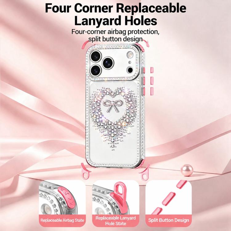 Custodia per telefono ibrida in PC e TPU con airbag antiurto e cuore di diamante., For iPhone 16 Plus, For iPhone 16