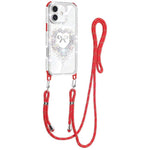 Custodia per telefono ibrida in PC e TPU con airbag e cordino a forma di cuore e fiocco di diamante., For iPhone 16 Plus, For iPhone 16