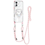 Custodia per telefono ibrida in PC e TPU con airbag e cordino a forma di cuore e fiocco di diamante., For iPhone 16 Plus, For iPhone 16