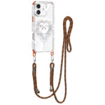 Custodia per telefono ibrida in PC e TPU con airbag e cordino a forma di cuore e fiocco di diamante., For iPhone 16 Plus, For iPhone 16