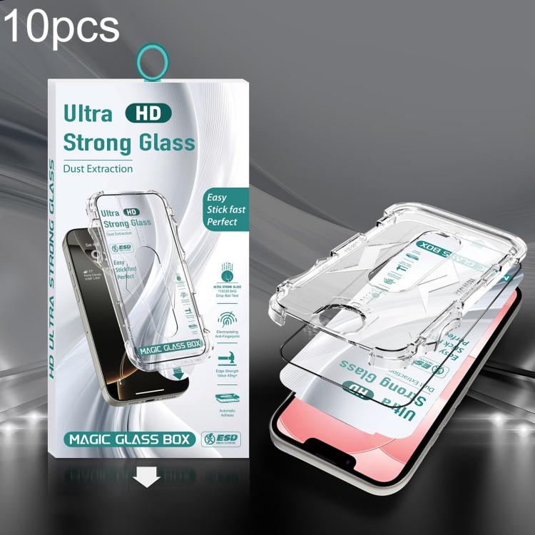 10 pezzi Pellicola in vetro temperato HD da bordo a bordo per scatola antipolvere USG Easy Install, For iPhone 17e / 16e / 14 / 13 Pro, For iPhone 17 Pro Max, For iPhone 17 Pro, For iPhone 17 / 16 Pro, For iPhone Air, For iPhone 16 Pro Max             ...
